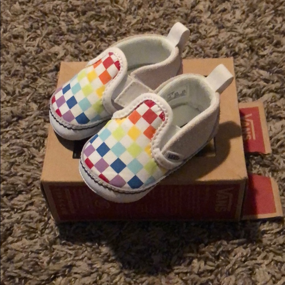 Baby Rainbow Checkered Crib Vans